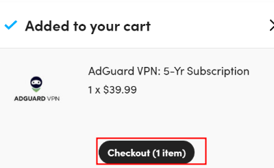 항목을 고른 후 Add To Cart