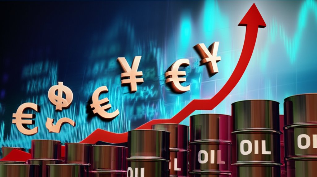 지정학적 분쟁으로 인한 증시 변동성, 유가 급등과 환율 (매거진 에디토리얼 스타일, 고급스러운 화보 느낌)