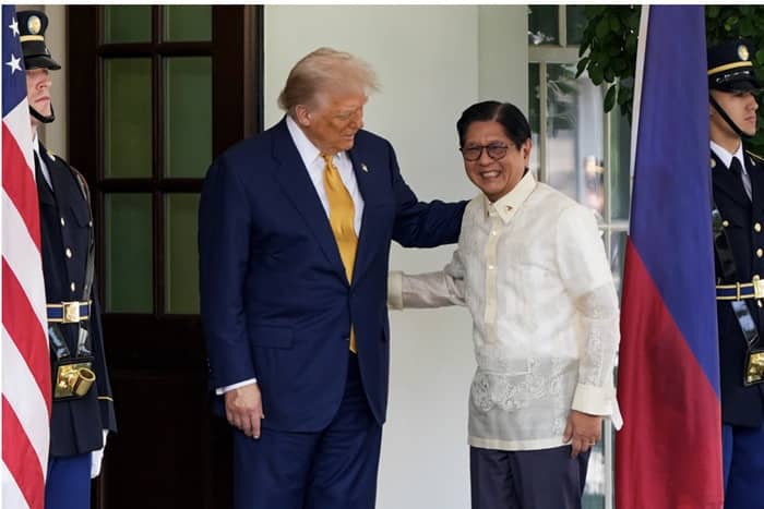 President Trump greets Philippine President Ferdinand Marcos Jr. at the White House on Tuesday. Photo: Julia Demaree Nikhinson/Associated Press