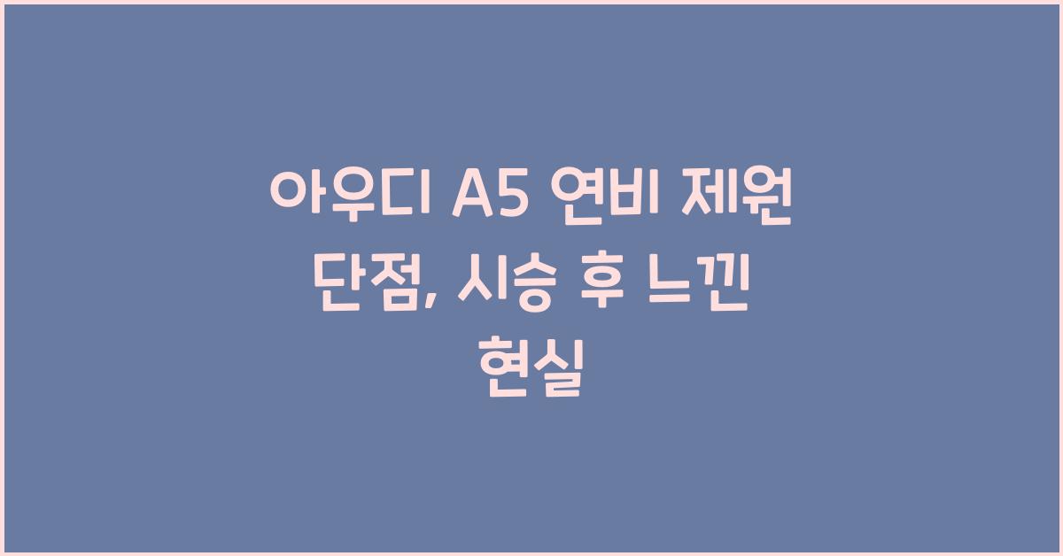 아우디 A5 연비 제원 단점