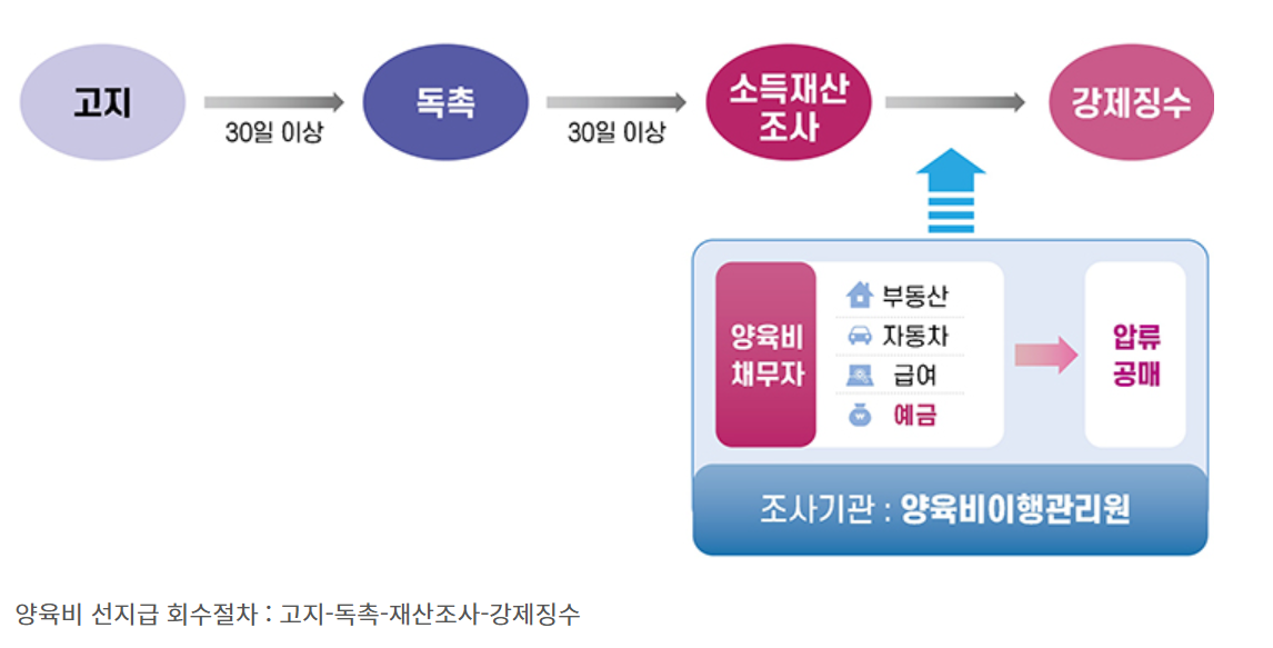 양육비 선지급 회수절차표
