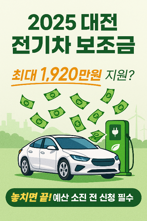 2025 대전 전기차 보조금 최대 1920만원 지원 안내 이미지