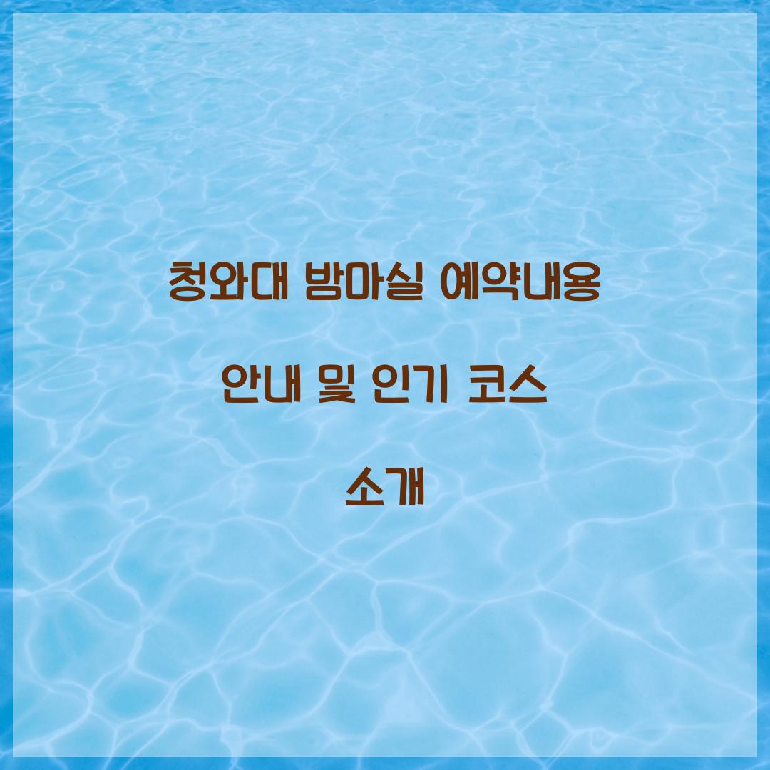 청와대 밤마실 예약내용