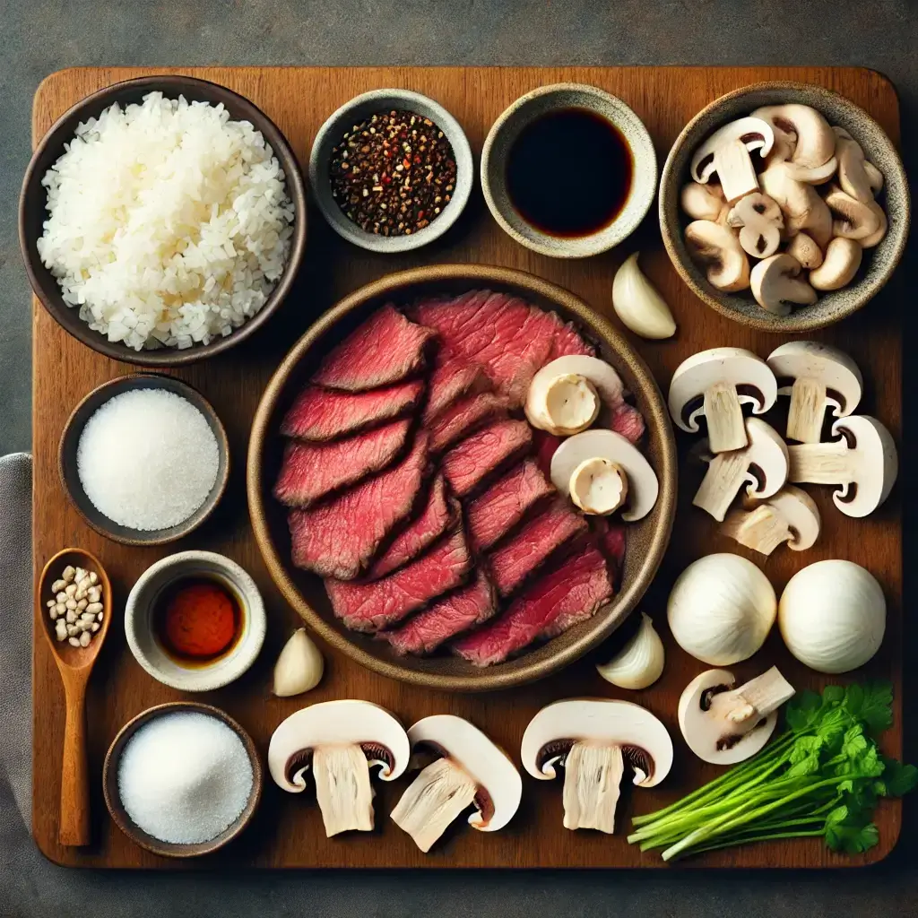 소고기버섯 간장덮밥 재료