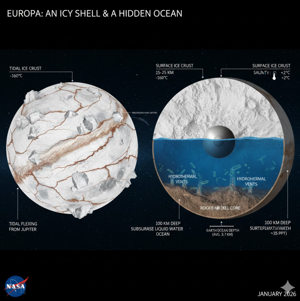 유로파 지하 바다 단면도