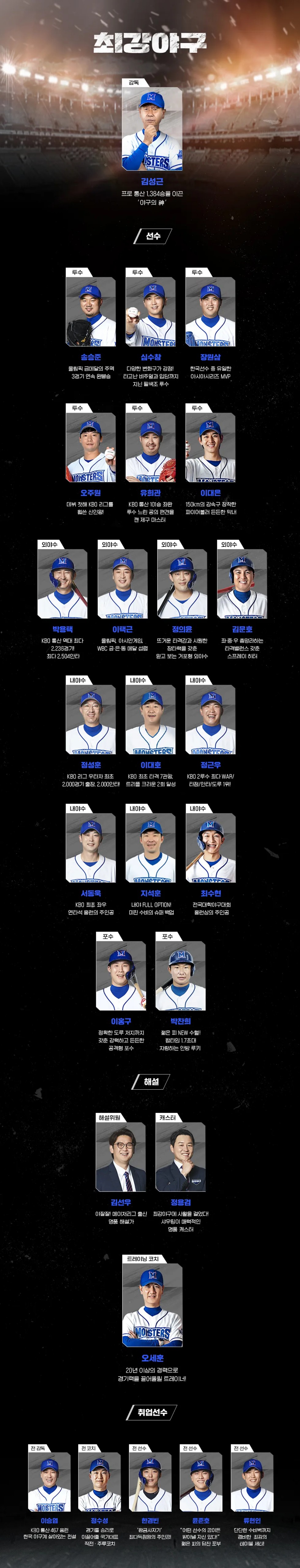 최강야구 시즌 2 선수명단 및 출연진