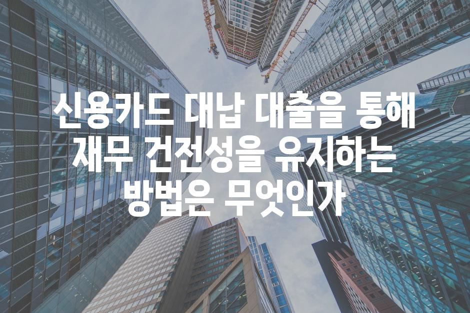 신용카드 대납 대출을 통해 재무 건전성을 유지하는 방법은 무엇인가