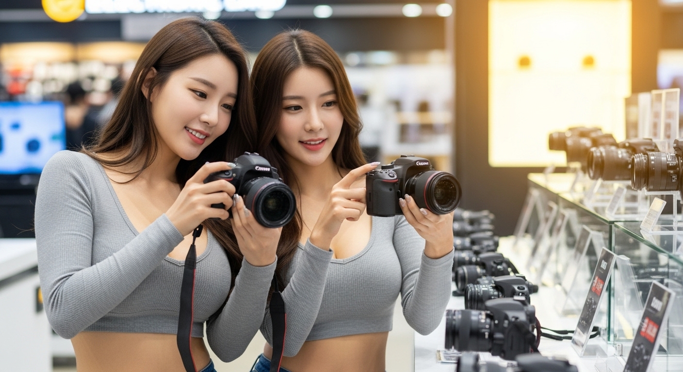 카메라를 고르는 여자들