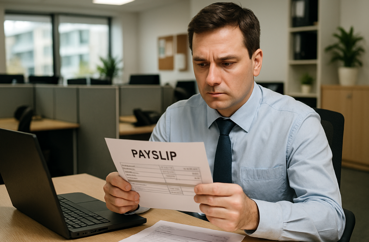 건강보험료 금액을 확인하는 직장인의 모습