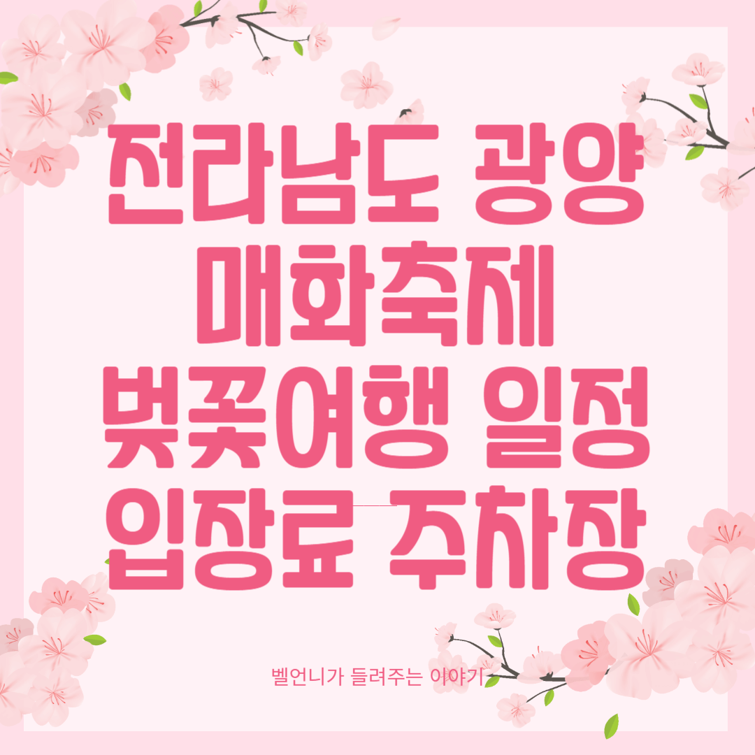 전라남도 광양 매화축제 벚꽃여행 일정 입장료 주차장