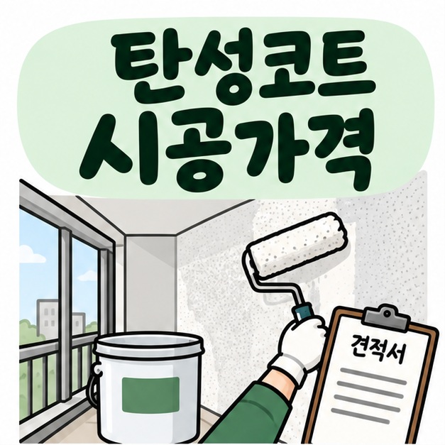 베란다 벽과 페인트 롤러, 견적서 아이콘 옆에 탄성코트 시공가격이라는 제목이 크게 적힌 대표 썸네일