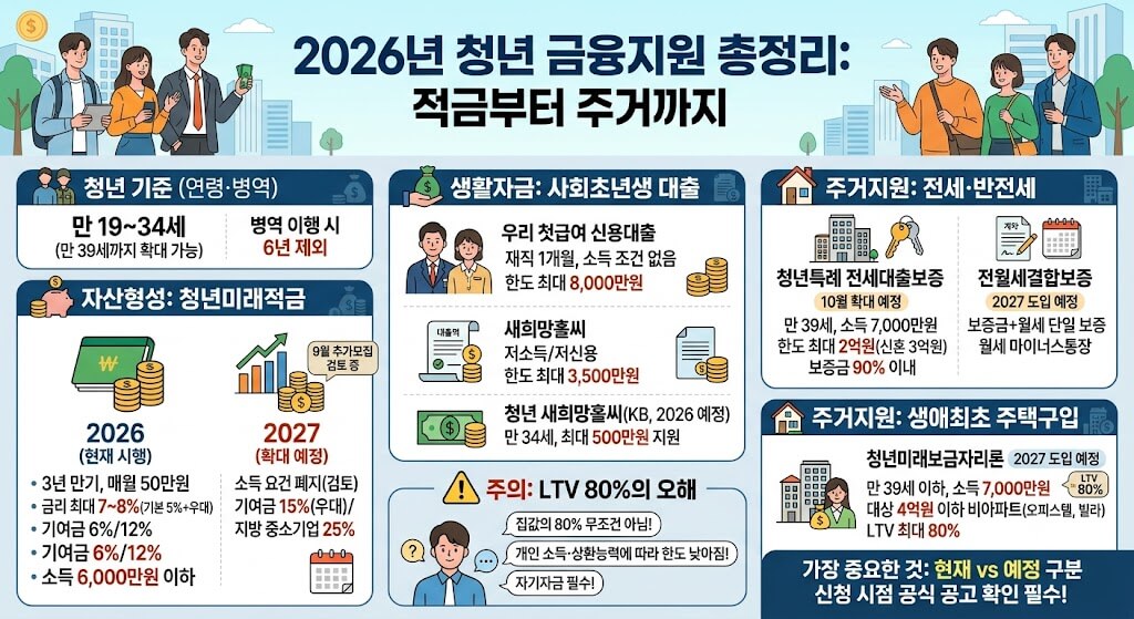 청년 지원금융 한눈에, 청년미래적금부터 전세대출까지