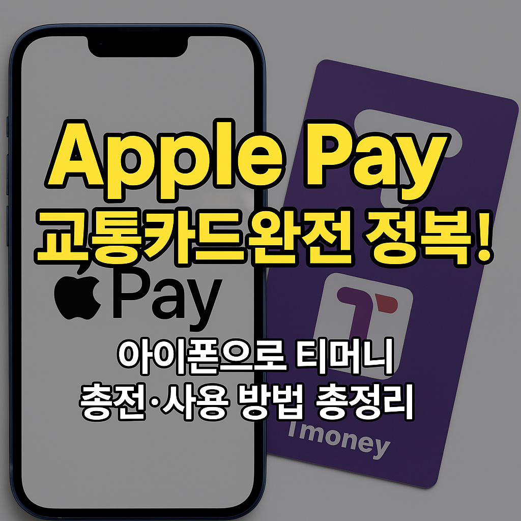 apple pay 교통카드완전정복 문구와 아이폰과 티머니 카드 배경 이미지