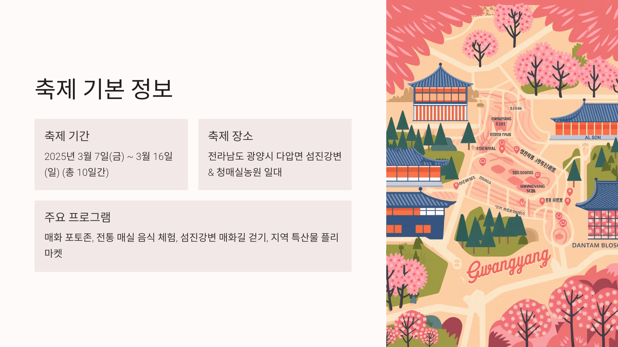 2025 광양 매화축제기간 실시간 개화시기 교통상황 & 주차 꿀팁