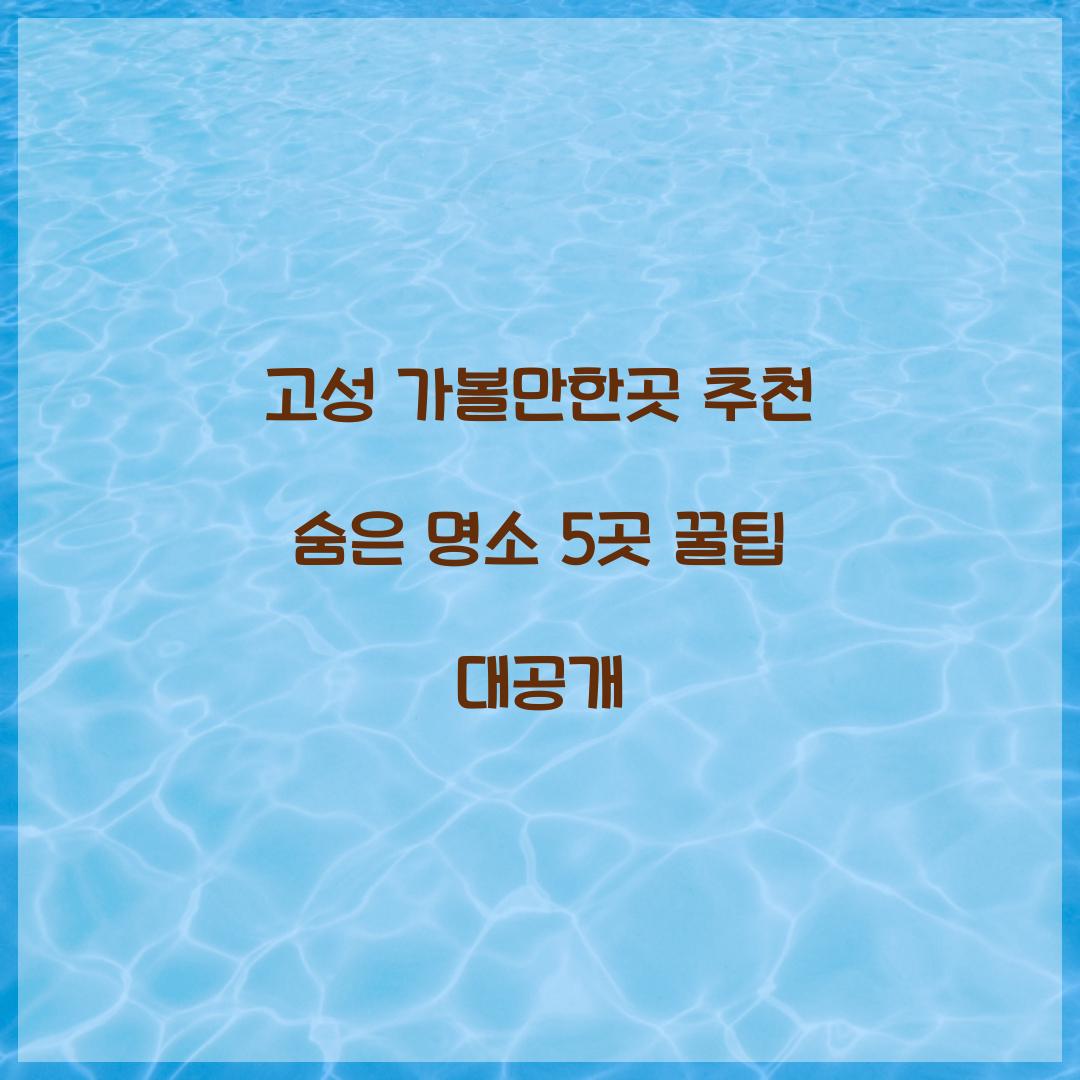 고성 가볼만한곳 추천