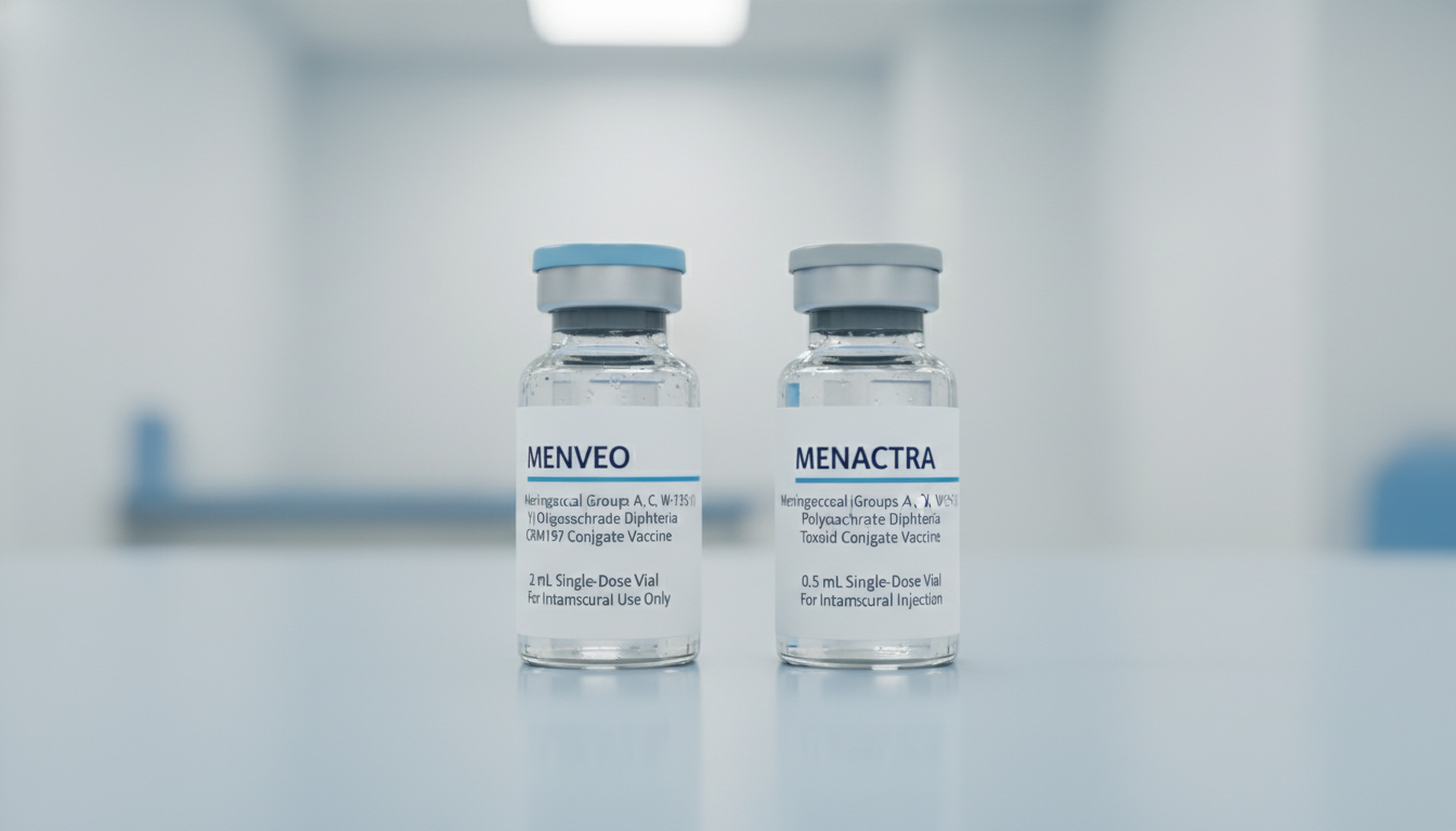 멘비오와 메낙트라 백신 병이 나란히 놓여있는 비교 이미지