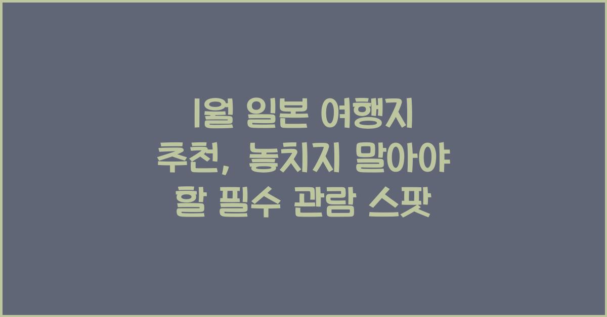 1월 일본 여행지 추천