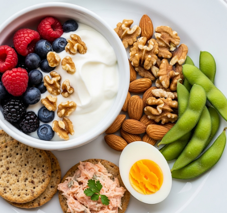 단백질, 칼슘, 철분, 오메가-3, 식이섬유 등을 포함한 간식