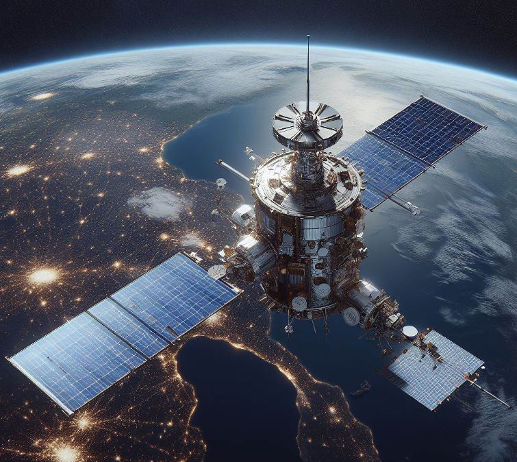 우주에 떠있는 인공위성