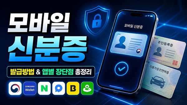 모바일 신분증 앱별 사용처 및 장단점, 발급방법을 보여주는 썸네일.