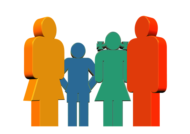 노랑&amp;#44; 파랑&amp;#44; 녹색&amp;#44; 빨강&amp;#44; 색으로 표현된 여자&amp;#44; 남자 표식의 이미지로 다문화 가정을 상징하는 이미지로 사용