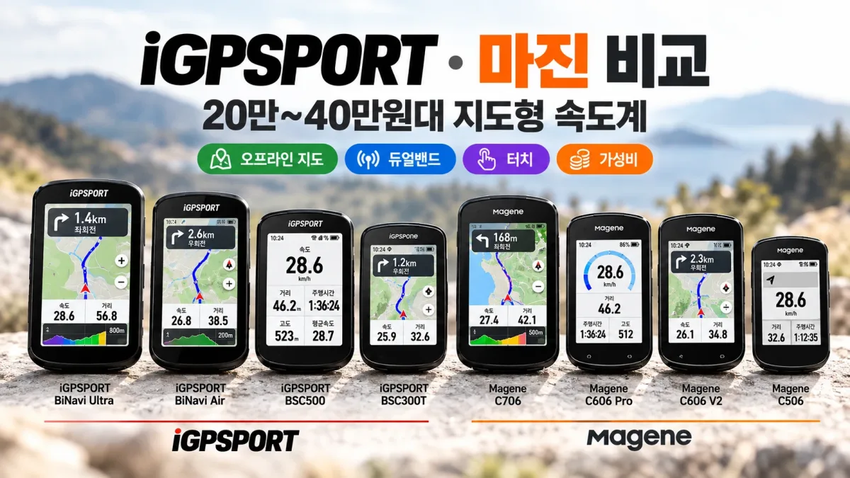iGPSPORT 바이네비 울트라 바이네비 에어 BSC500과 마진 C706 C606 Pro 지도형 GPS 속도계 비교