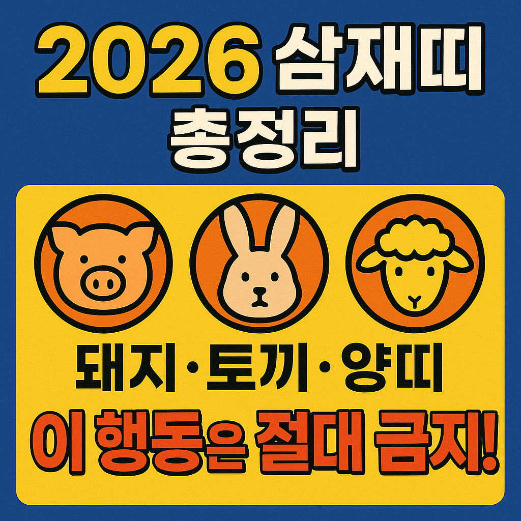 2026 삼재띠 총정리 돼지·토끼·양띠 이 행동은 절대 금지!