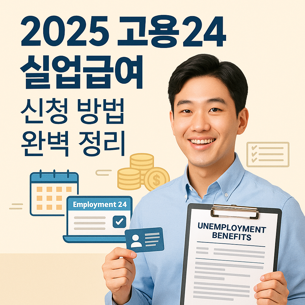 2025년 고용24 실업급여 신청 방법 총정리! 신청 자격 조건부터 절차, 필요 서류, 지급 기준, 자주 하는 실수와 꿀팁까지 한눈에 확인하세요.