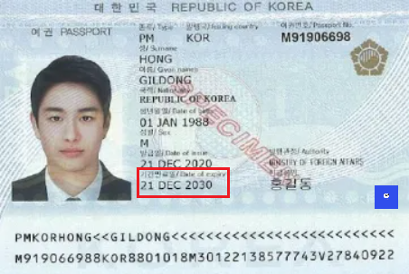 여권 예시