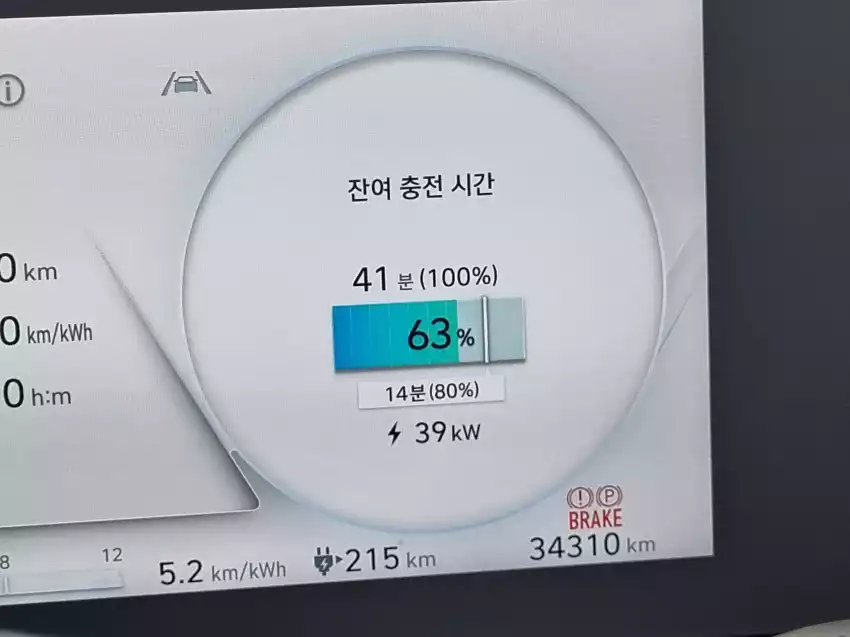 급속 충전 중인 아이오닉 5의 입력 전력은 이랬습니다.