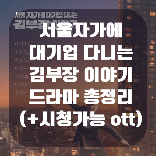 서울자가에 대기업 다니는 김부장 이야기 드라마 원작 줄거리(+시청 가능 OTT)