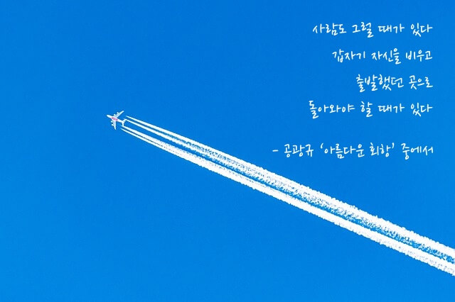 '아름다운 회항' 시 구절이 들어간 이미지