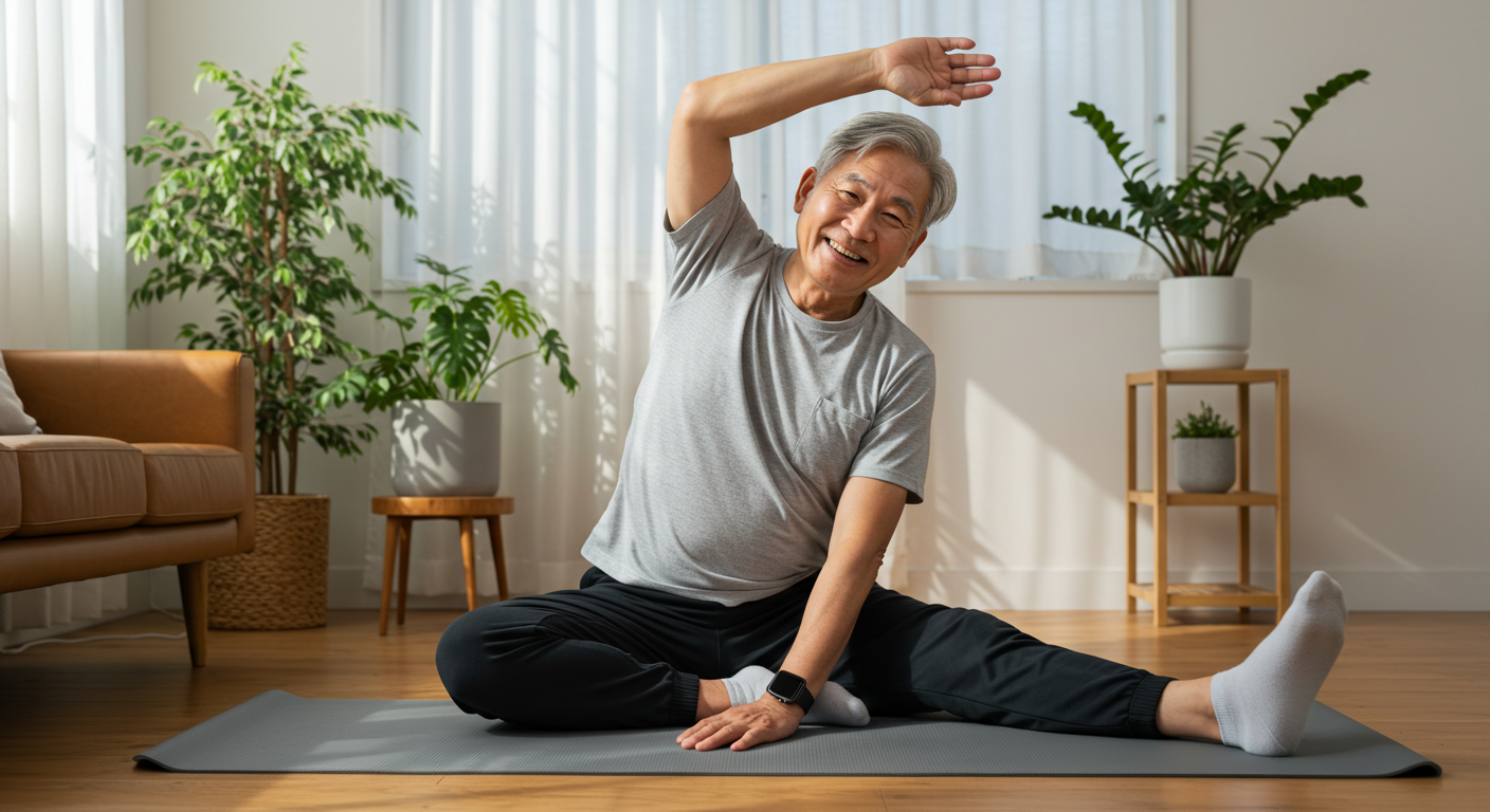 건강을 위해 운동하는 모습