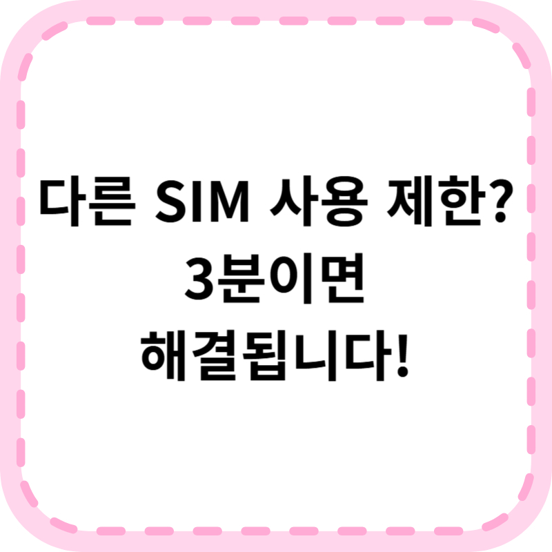 다른 SIM 사용 제한 해제 방법