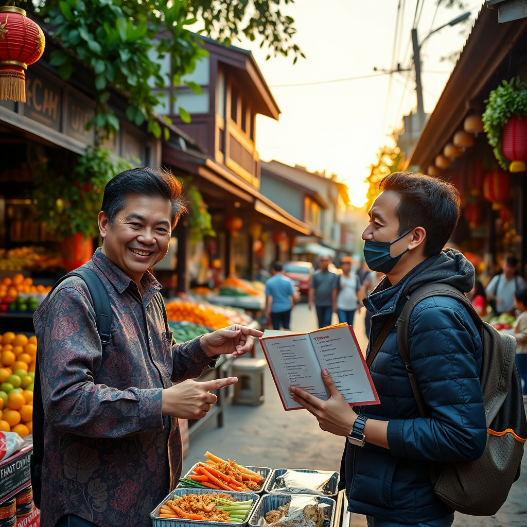 여행자와 베트남 사람과 대화