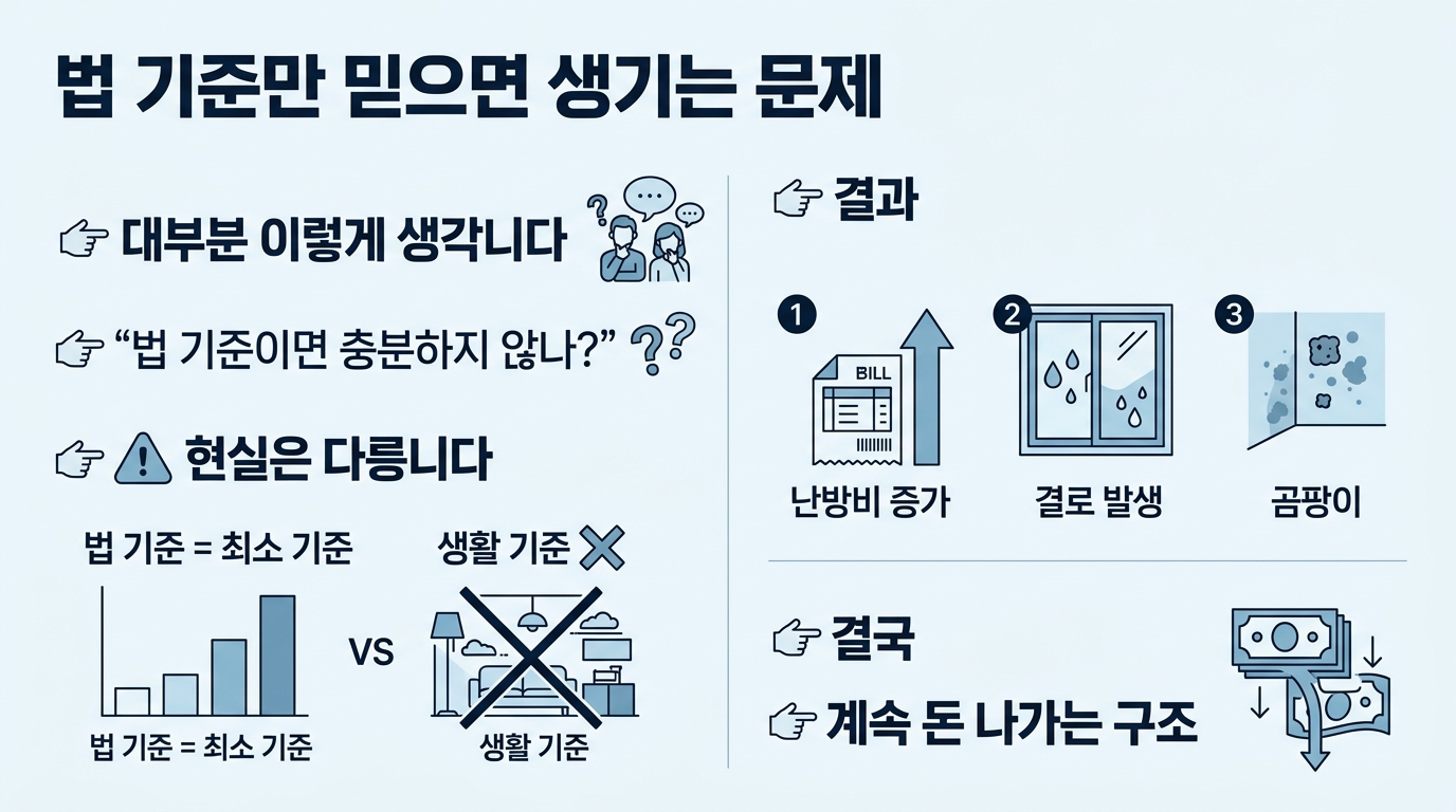 법 기준만 믿으면 여러가지 문제가 발생