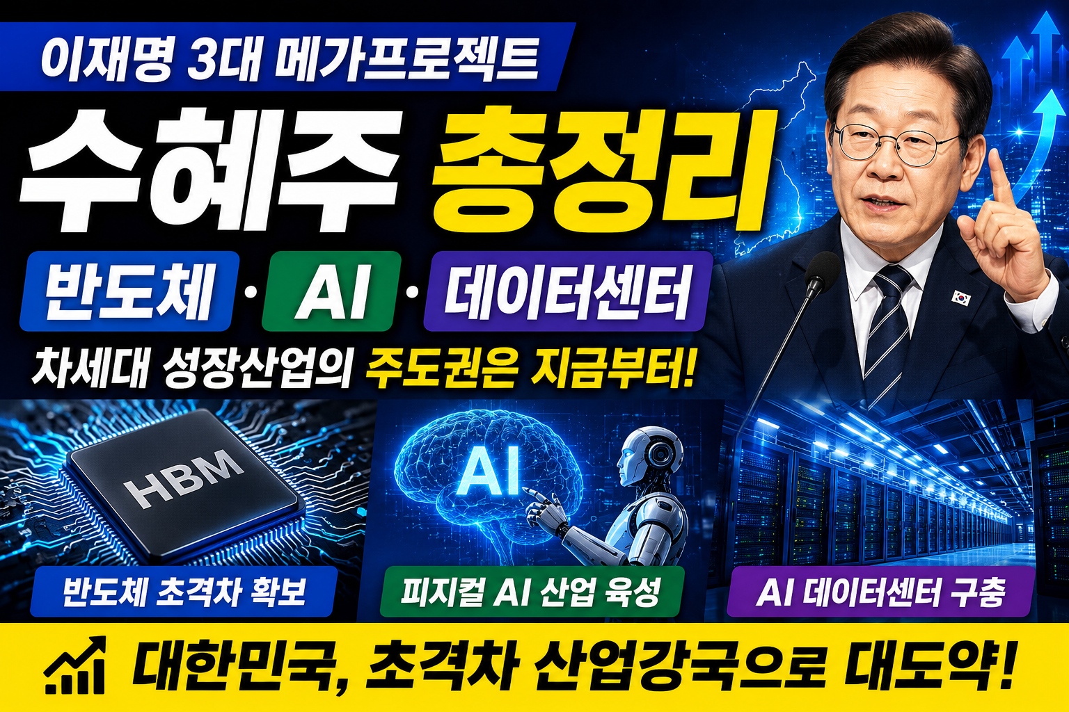 수혜주 반도체 AI 데이터센터｜이재명 3대 메가프로젝트 수혜주 총정리