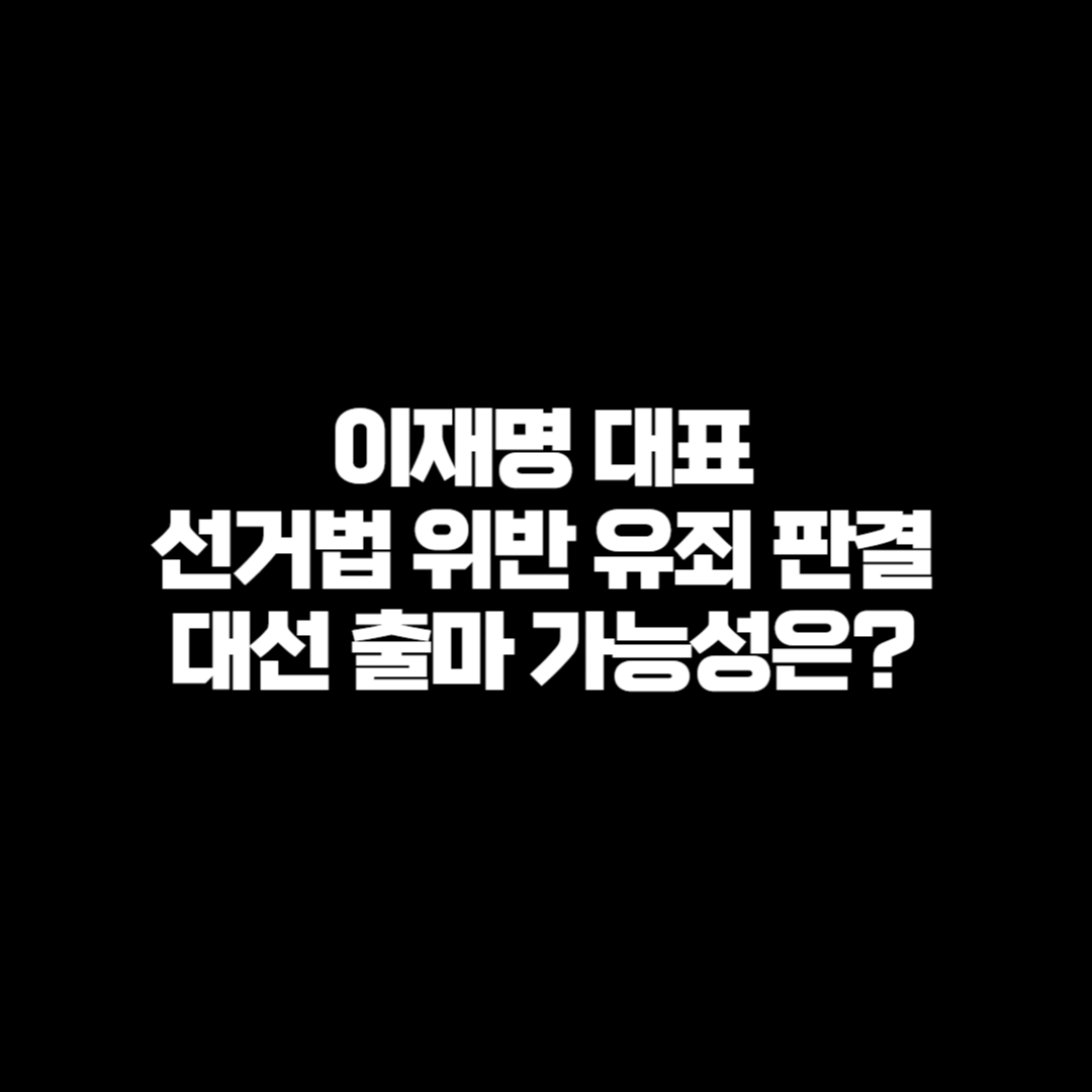 이재명 대표의 선거법 위반 유죄 판결: 다음 대선 출마 가능성