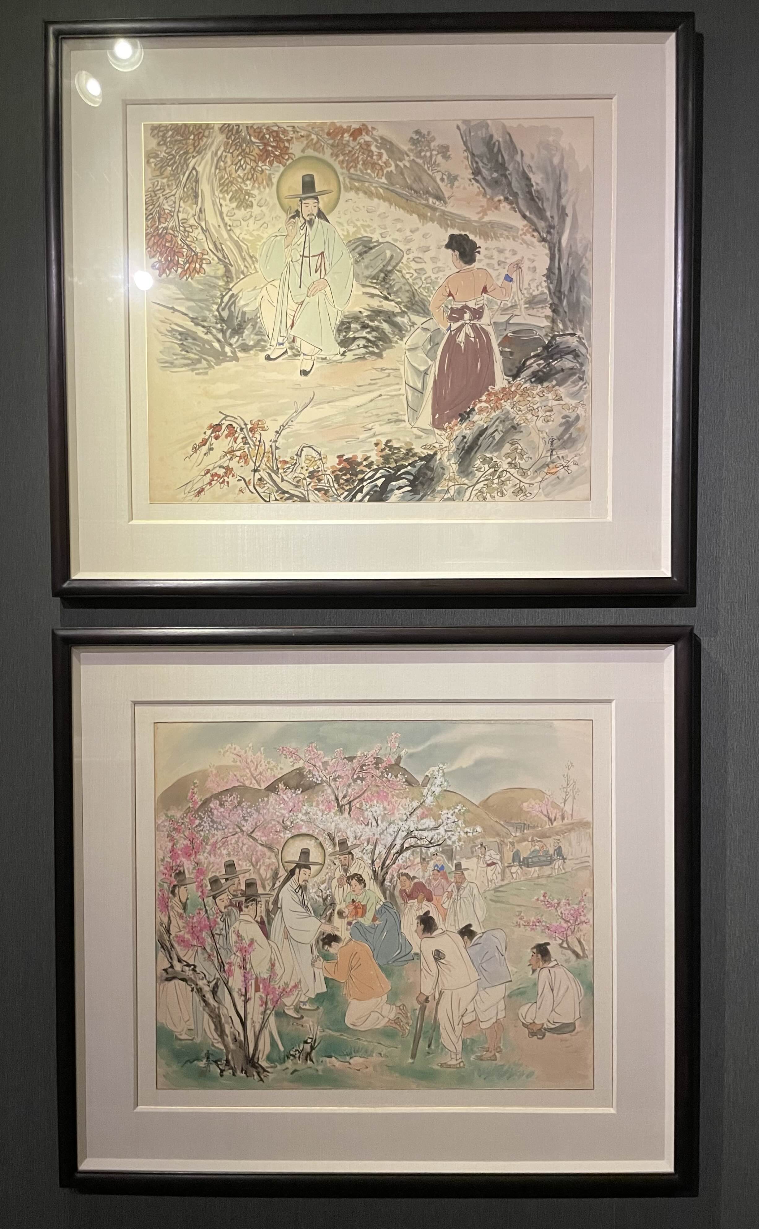 김기창 - 예수의 생애 : 11. 사마리아의 여인, 12. 병자 고치다. (1952-1952, 비단에 채색)
