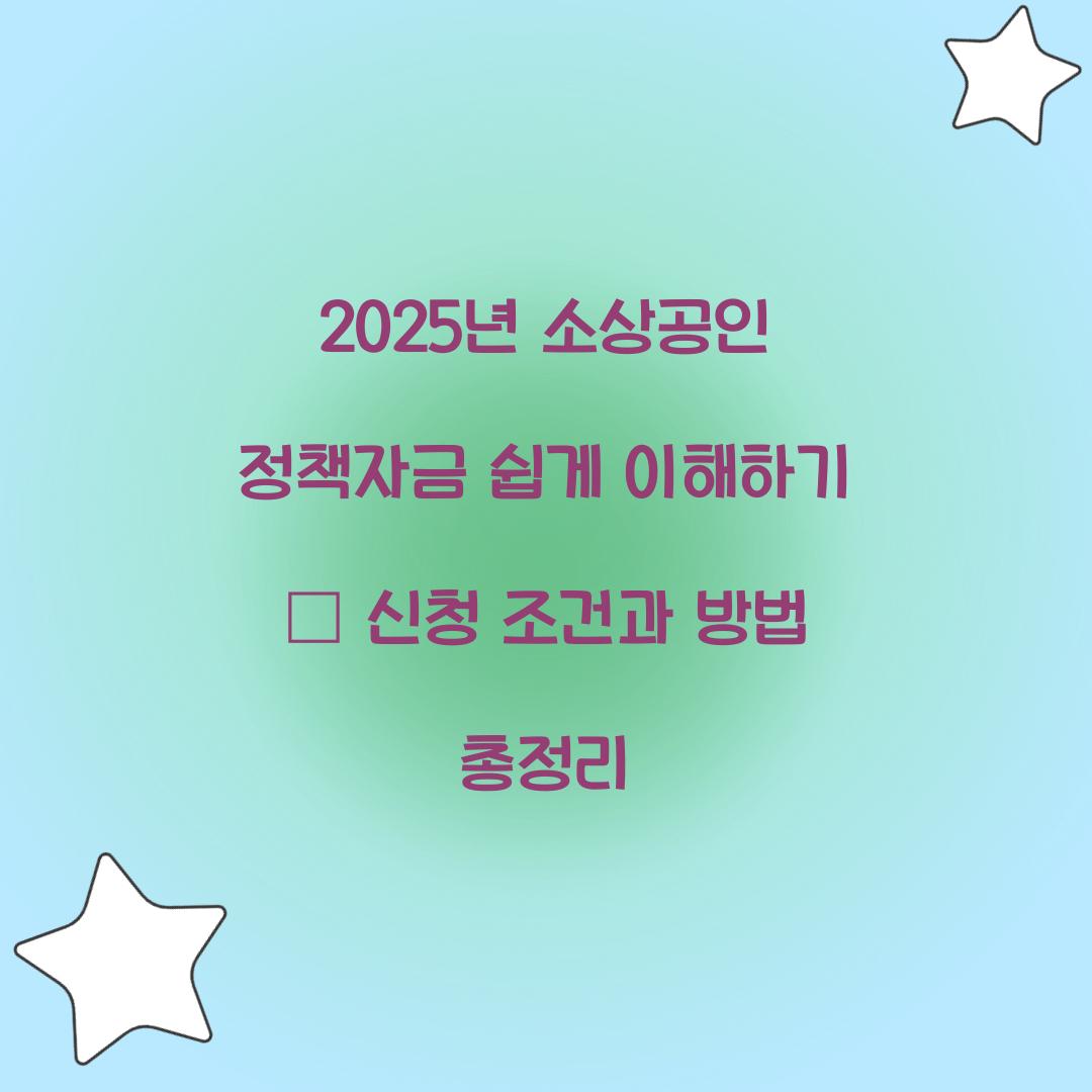 2025년 소상공인 정책자금