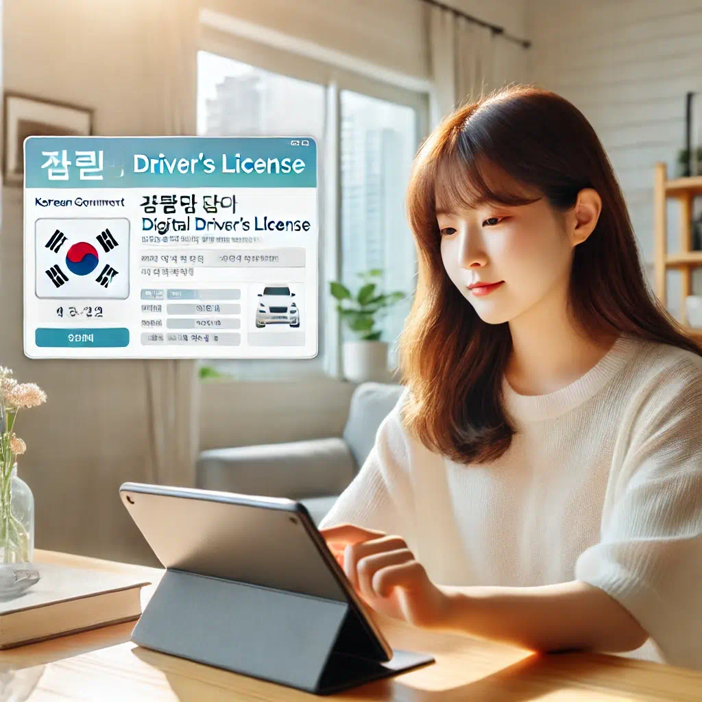 한 여성이 모바일 운전면허증을 만드는 모습