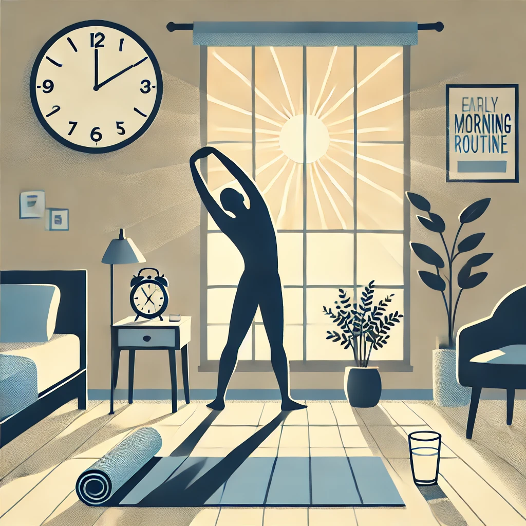 아침에 정해진 시간에 운동하는 모습