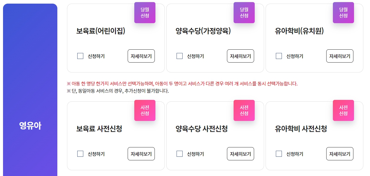 양육수당 보육료 유아학비 복지로에서 신청하기