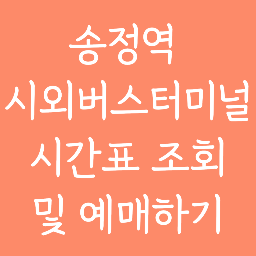 송정역 시외버스터미널 시간표조회 및 예매하기