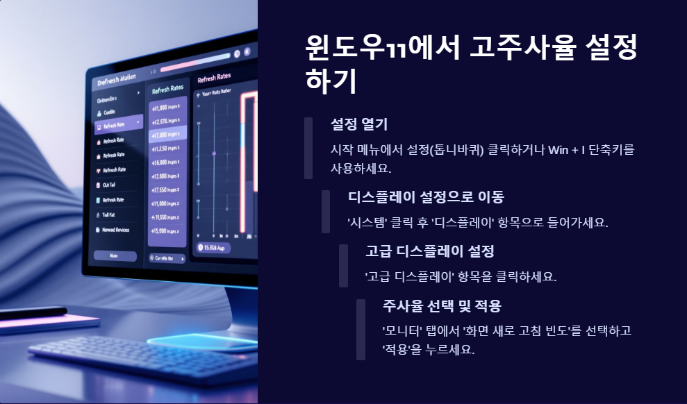윈도우11에서 고주사율 설정하는 방법