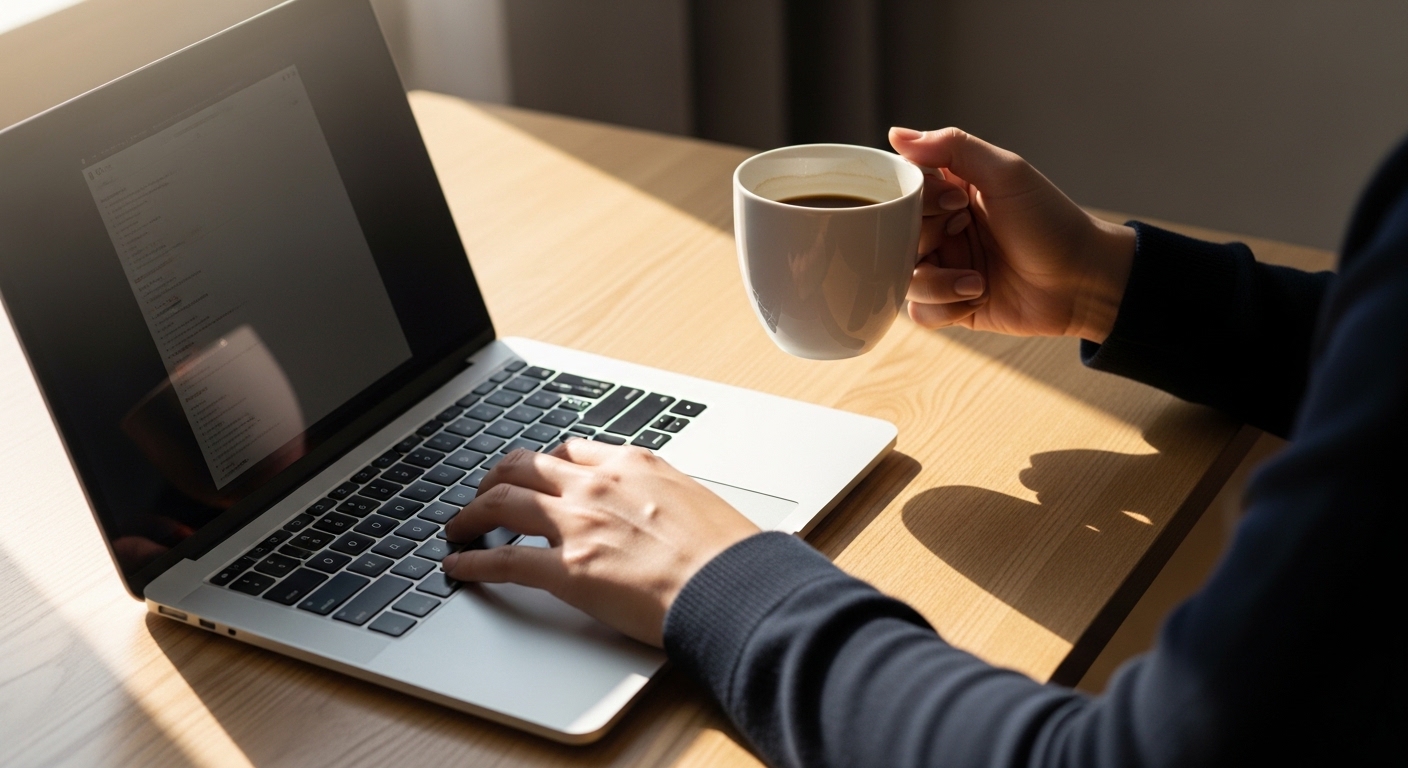 카페인 섭취와 구강 건조의 관계를 보여주는 장면