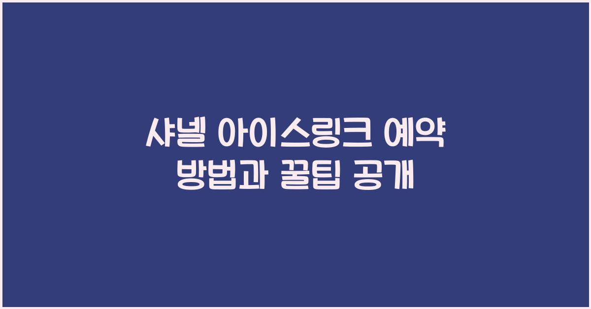 샤넬 아이스링크 예약