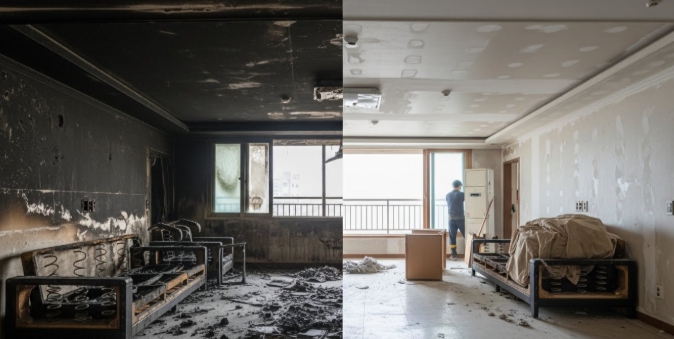 군산 아파트 화재 복구