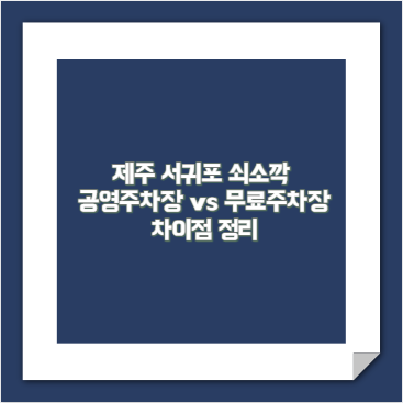 제주 서귀포 쇠소깍 공영주차장 vs 무료주차장 차이점 정리