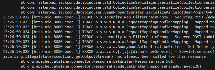 java.lang.IllegalStateException: getOutputStream()